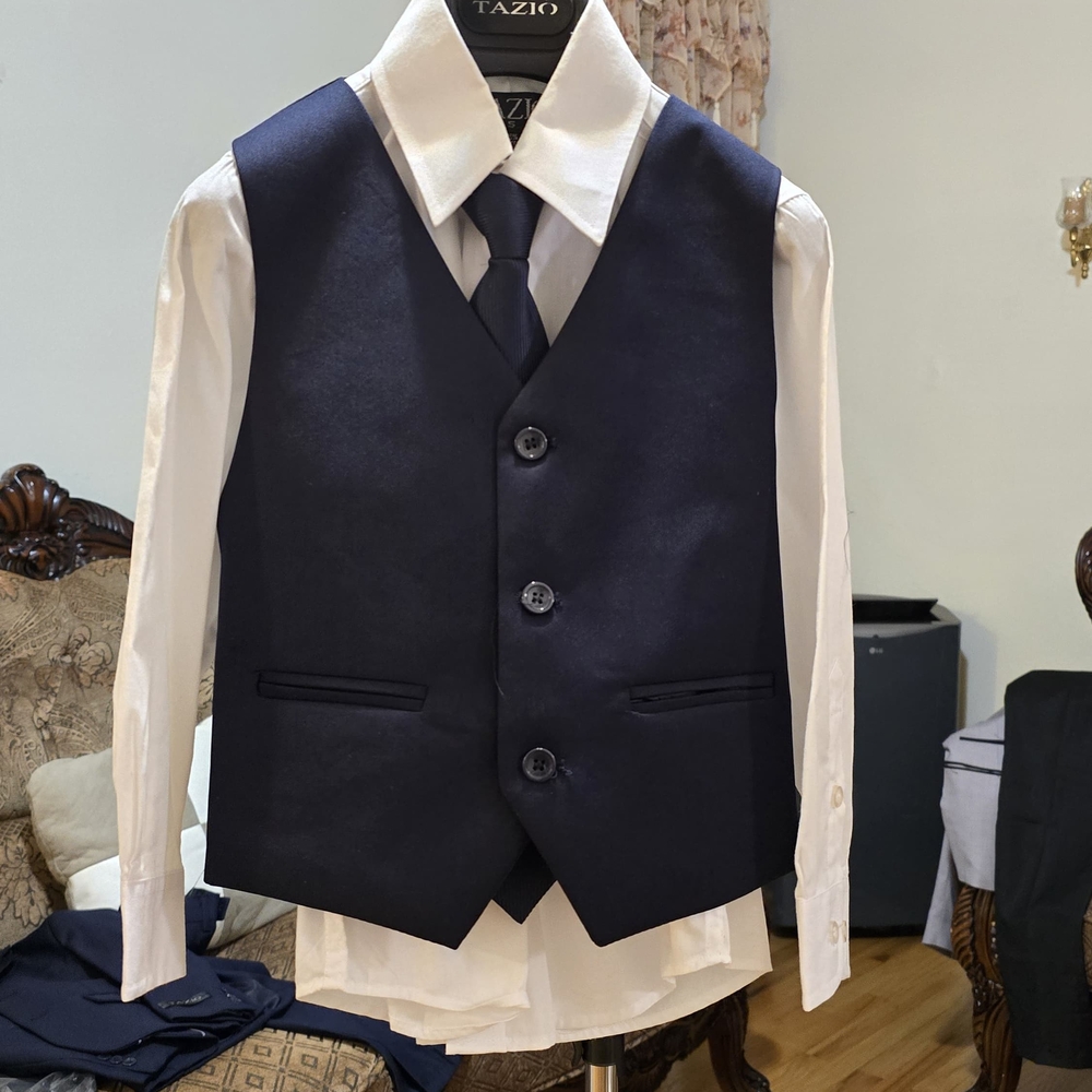 Kids Navy Vest and Shirt Set